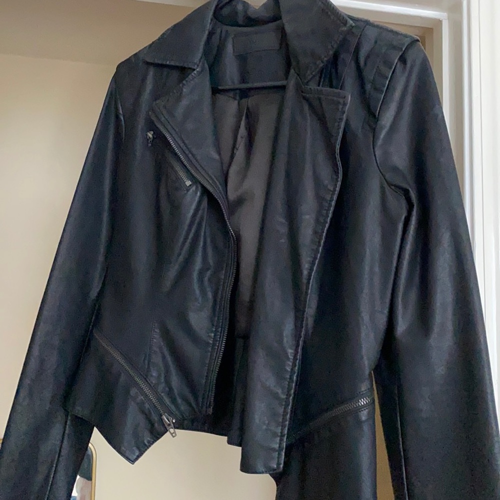 All black leather jacket